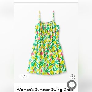 NWT Hanna Andersson Women's Swing Dress, L, bright yellow floral